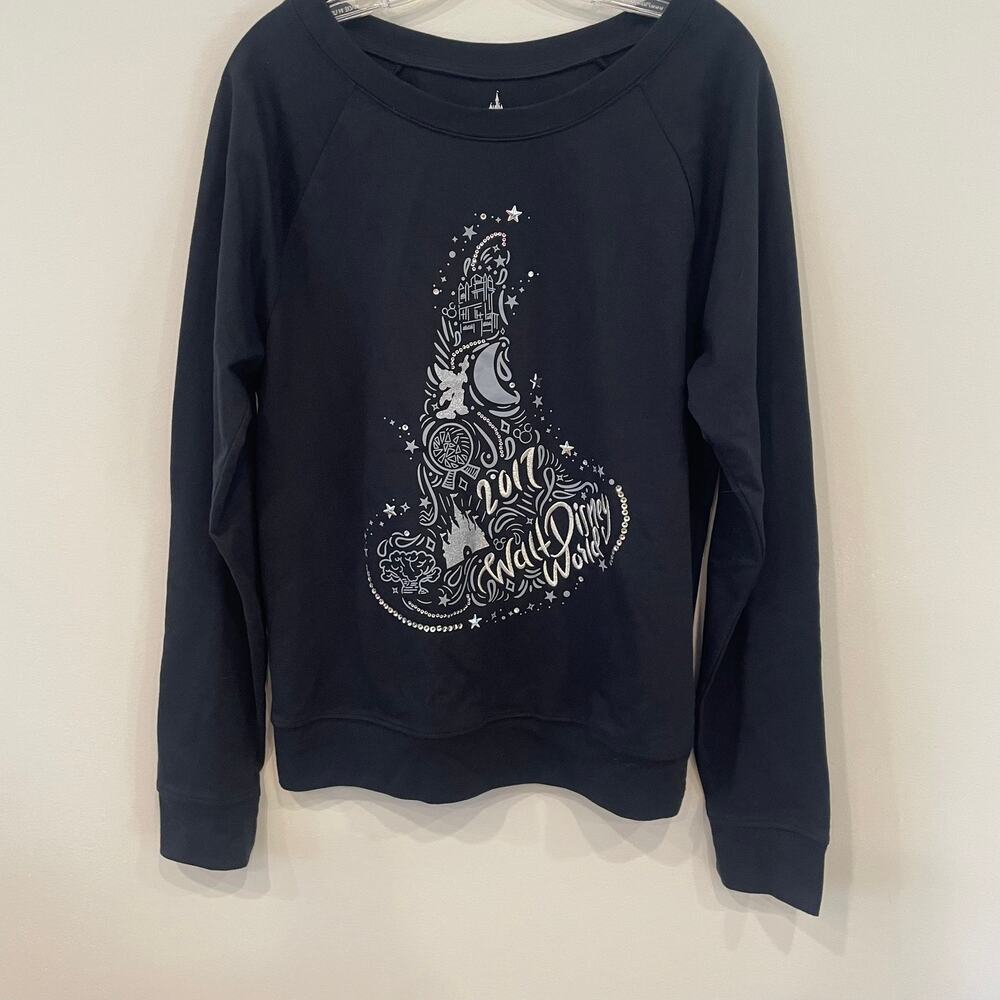 Disney Parks Walt Disney World 2017 Long Sleeve Top Sorcerer Hat Sz L